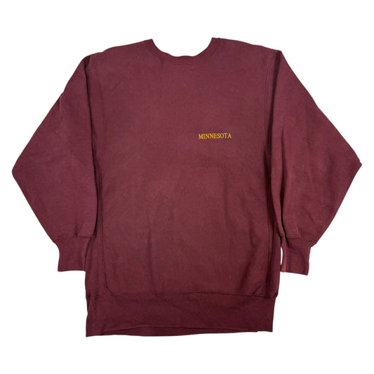 90's Champion リバースウィーブ MINNESOTA ワンポイント刺繍 マルーン スウェット XXL 正面全体