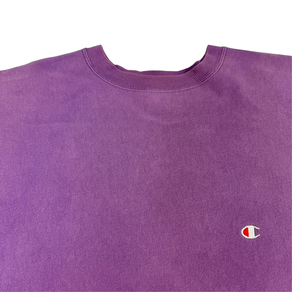90's Champion リバースウィーブ パープル スウェット L 左胸 Cロゴ刺繍引き
