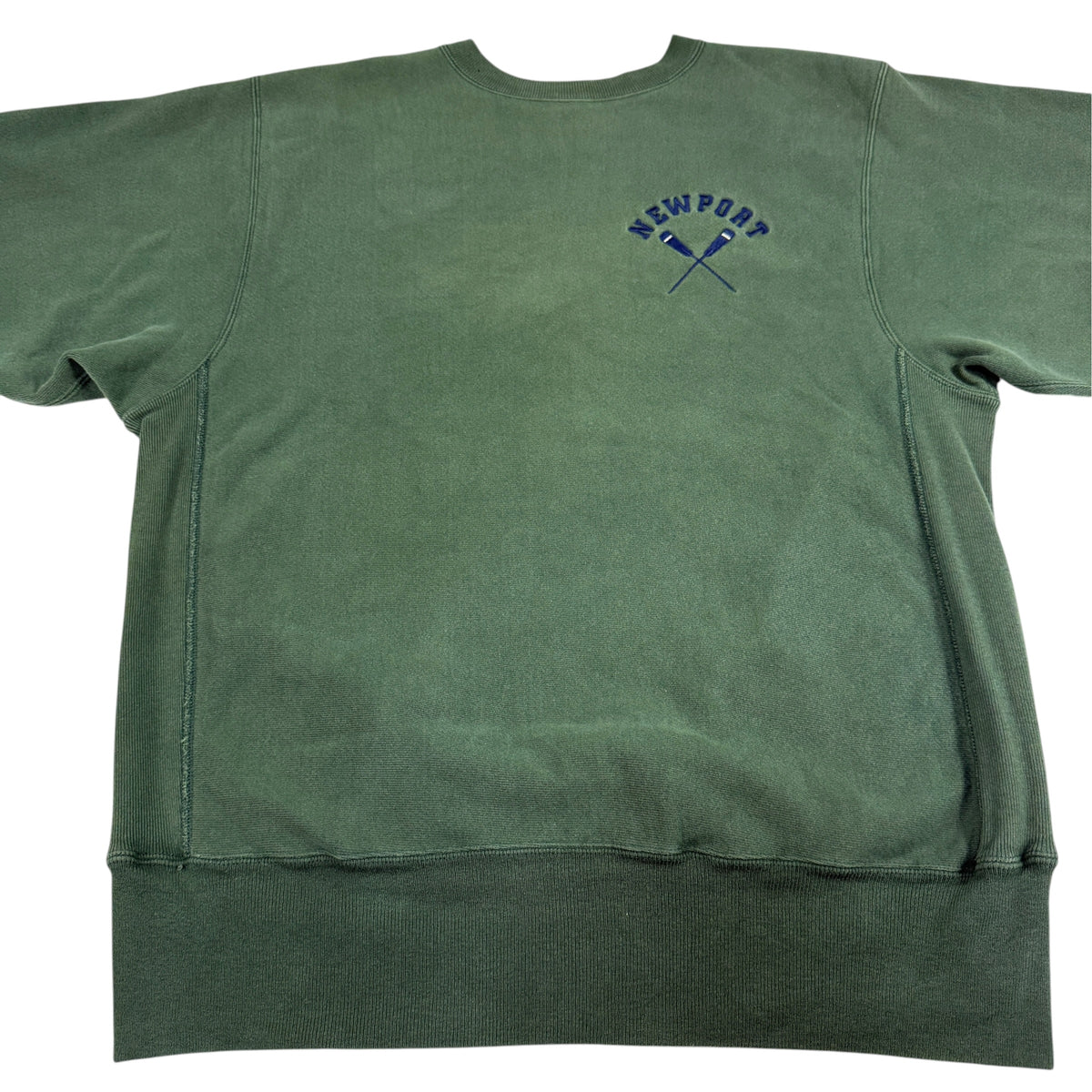 90's Champion リバースウィーブ NEWPORT グリーン スウェット XL 正面 平置き全体