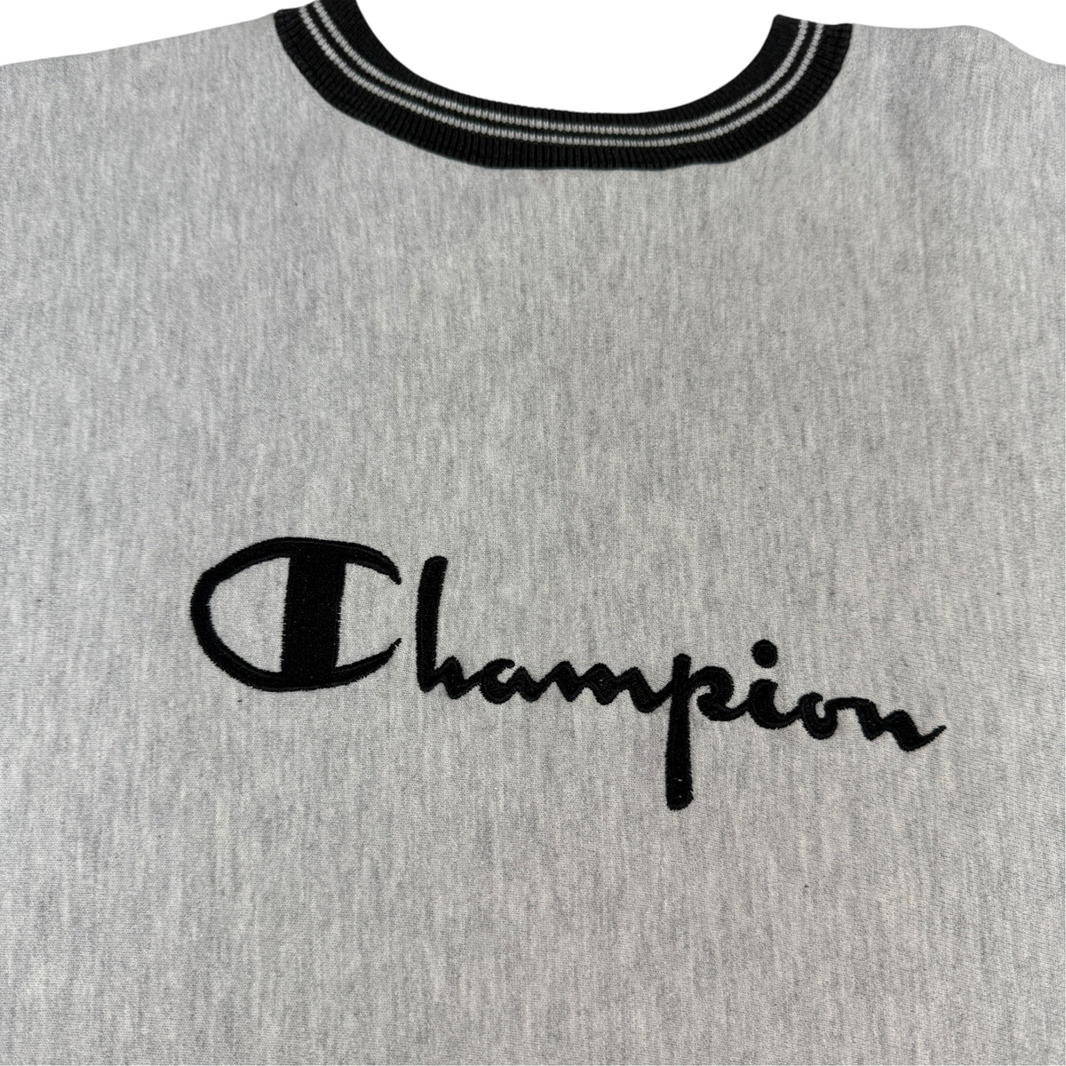 90's Champion リバースウィーブ ラインリブ グレー スウェット M 胸 Championスクリプトロゴ引き