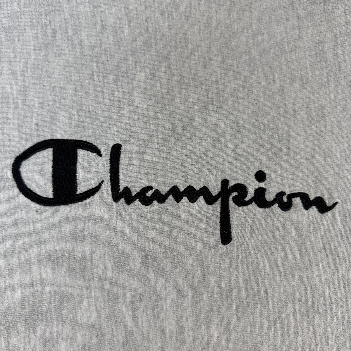 90's Champion リバースウィーブ ラインリブ グレー スウェット M 胸 ブラックの刺繍 超寄り