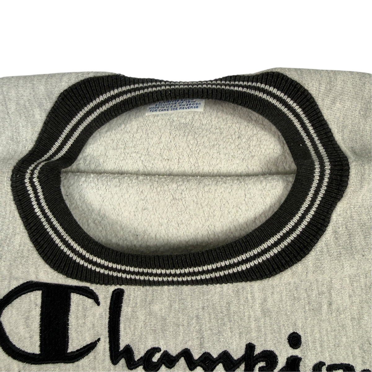 90's Champion リバースウィーブ ラインリブ グレー スウェット M 首元内側とタグ引き