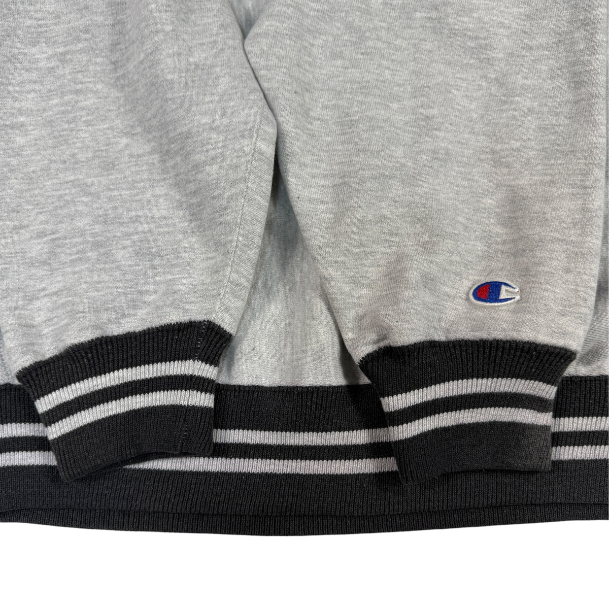 90's Champion リバースウィーブ ラインリブ グレー スウェット M 袖口リブとCワッペン