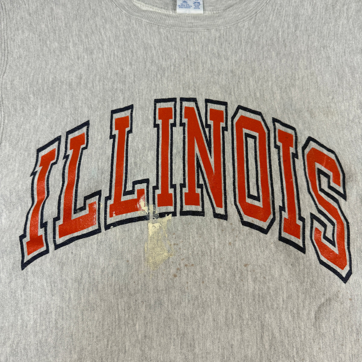 90's Champion リバースウィーブ ILLINOIS グレー スウェット L 胸 ILLINOIS オレンジ×ネイビー 超寄り