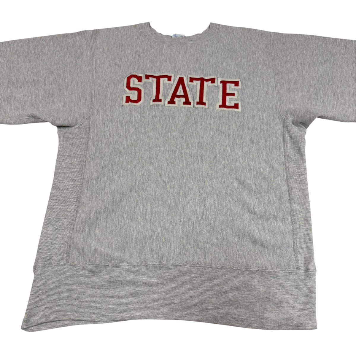 90's Champion リバースウィーブ STATE グレー スウェット XL 正面 平置き全体