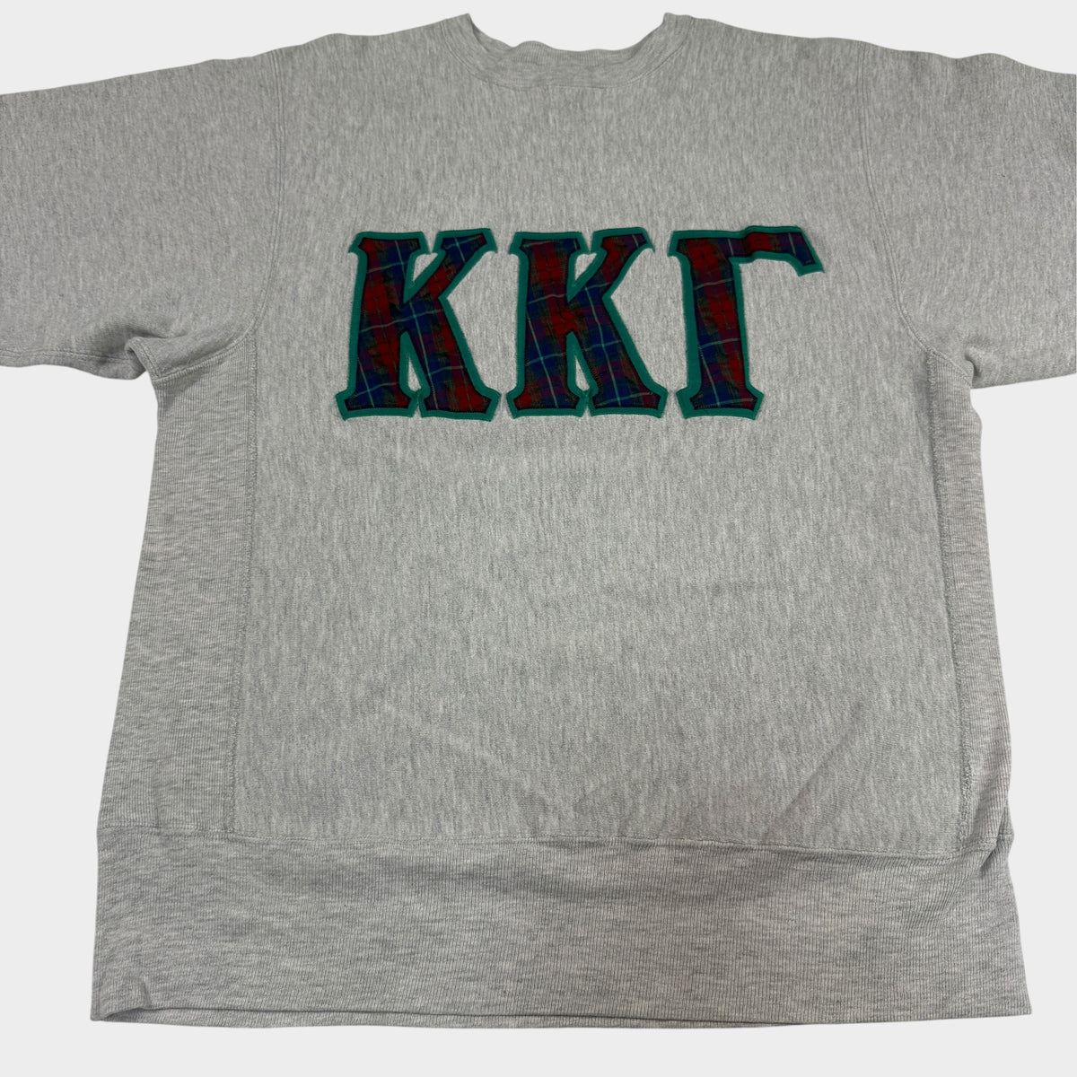 90's Champion リバースウィーブ ΚΚΓ グレー スウェット XL 正面 平置き全体