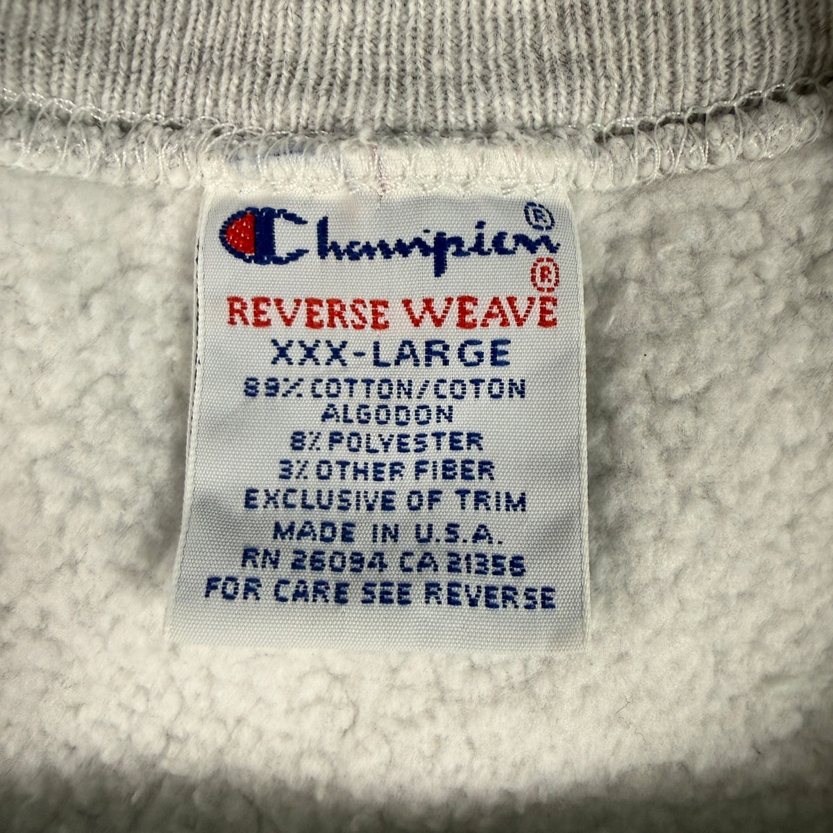 90's Champion リバースウィーブ GALLUP グレー スウェット XXXL 刺繍タグ XXX-LARGE MADE IN U.S.A. RN 26094 CA 21356 寄り