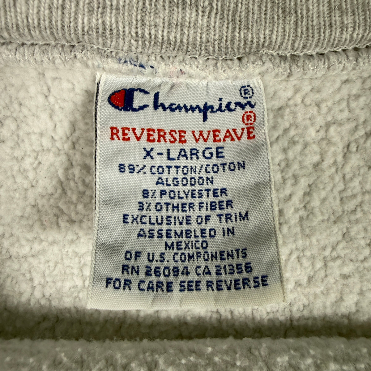 90's Champion リバースウィーブ fortis グレー スウェット XL 首元内側とタグ引き