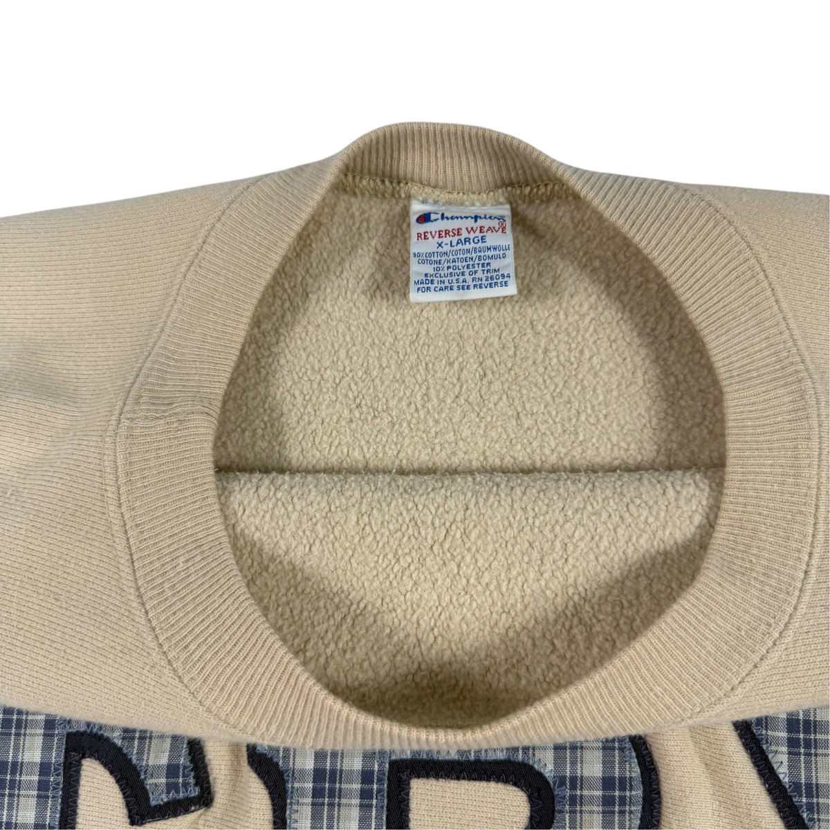 90's Champion リバースウィーブ ΤΒΣ サンドベージュ スウェット XL 胸 ΤΒΣ アップリケ引き