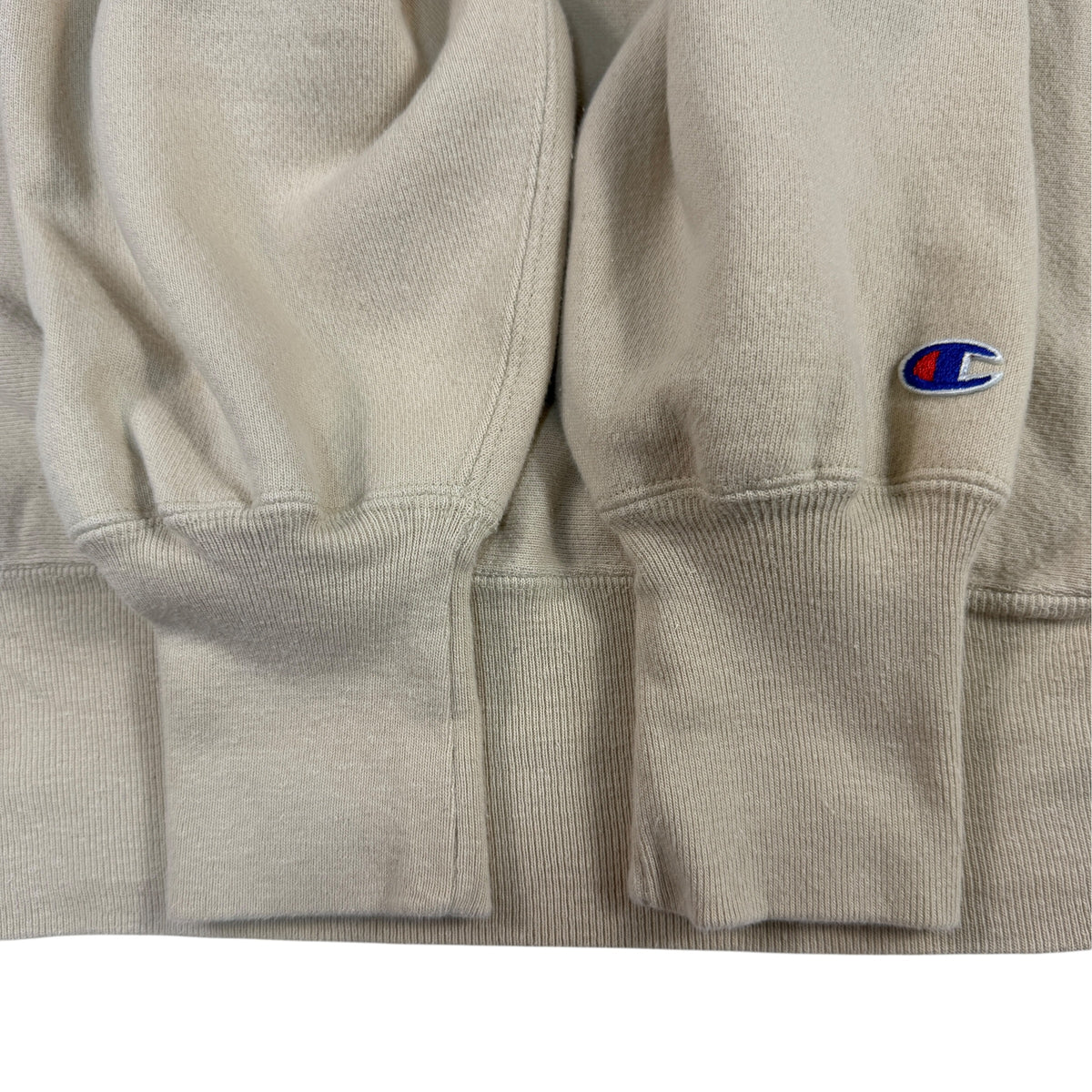 90's Champion リバースウィーブ ΤΒΣ サンドベージュ スウェット XL 袖口リブ・裾リブ