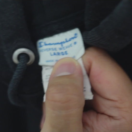 Champion リバースウィーブ HOLCOR 企業もの ブラック パーカー L 紹介ショート動画（AIナレーション）
