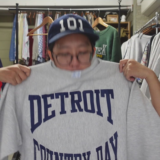 90's Champion リバースウィーブ DETROIT COUNTRY DAY グレー スウェット L 紹介ショート動画（AIナレーション）