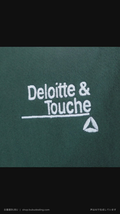 Champion リバースウィーブ Deloitte & Touche 企業ロゴ刺繍 グリーン スウェット XL 紹介ショート動画（AIナレーション）