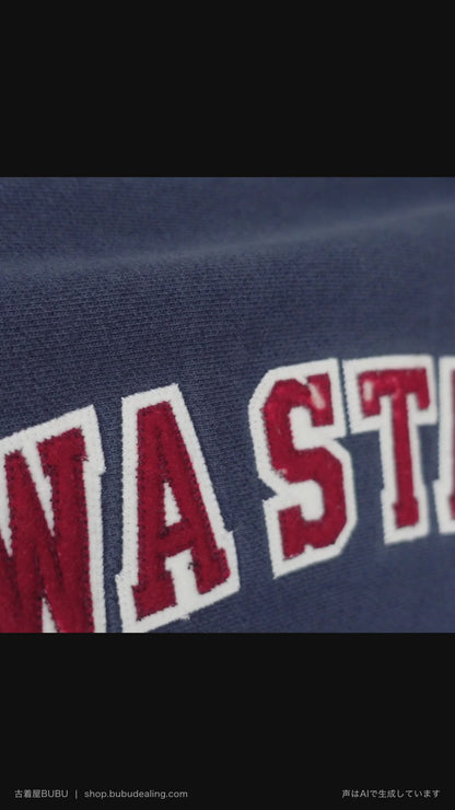 00's Champion リバースウィーブ IOWA STATE 布アップリケ ネイビー スウェット L 紹介ショート動画（AIナレーション）
