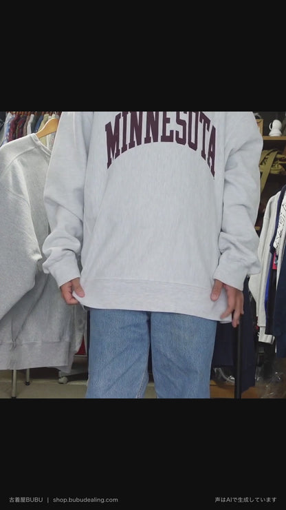 00's Champion リバースウィーブ MINNESOTA アーチロゴ グレー スウェット XL 紹介ショート動画（AIナレーション）
