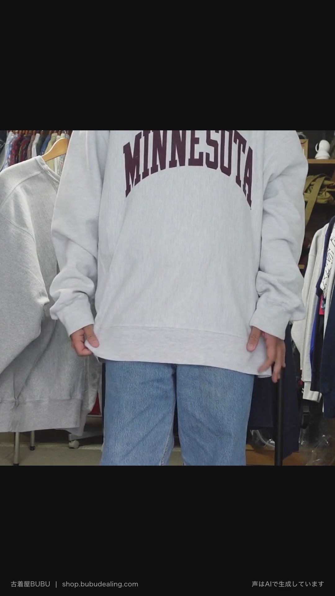00's Champion リバースウィーブ MINNESOTA アーチロゴ グレー スウェット XL 紹介ショート動画（AIナレーション）