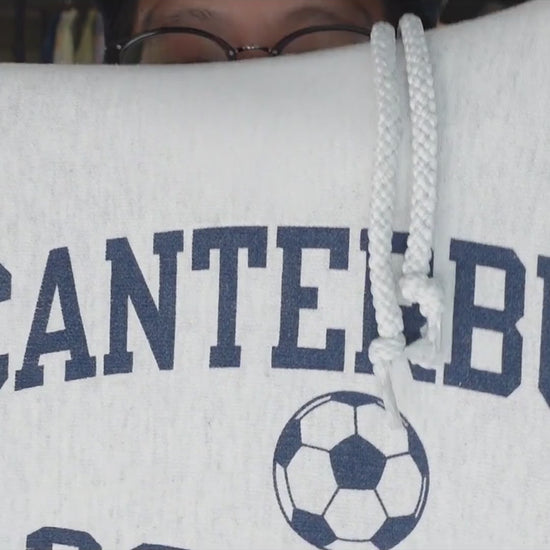 00's Champion リバースウィーブ CANTERBURY SOCCER 両面プリント グレー パーカー M 紹介ショート動画（AIナレーション）