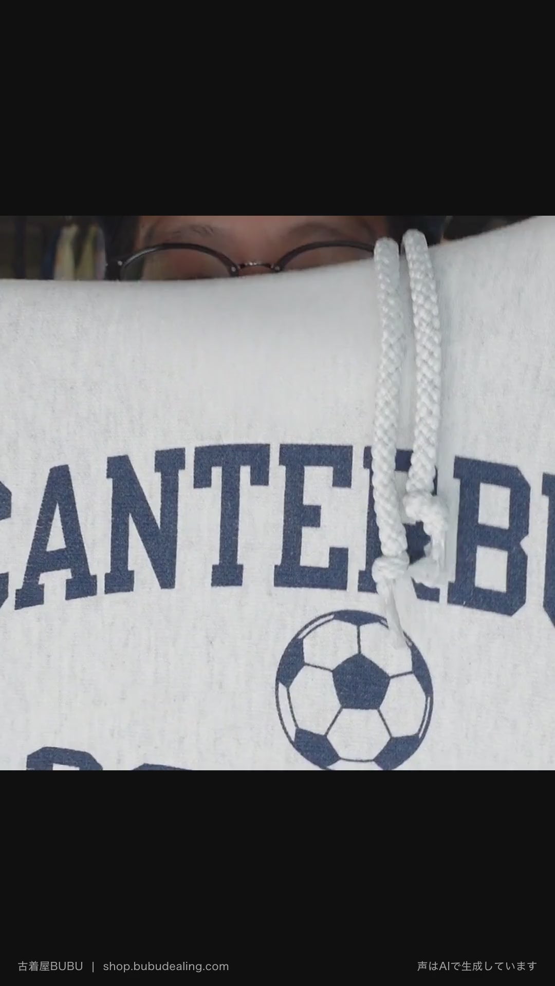 00's Champion リバースウィーブ CANTERBURY SOCCER 両面プリント グレー パーカー M 紹介ショート動画（AIナレーション）