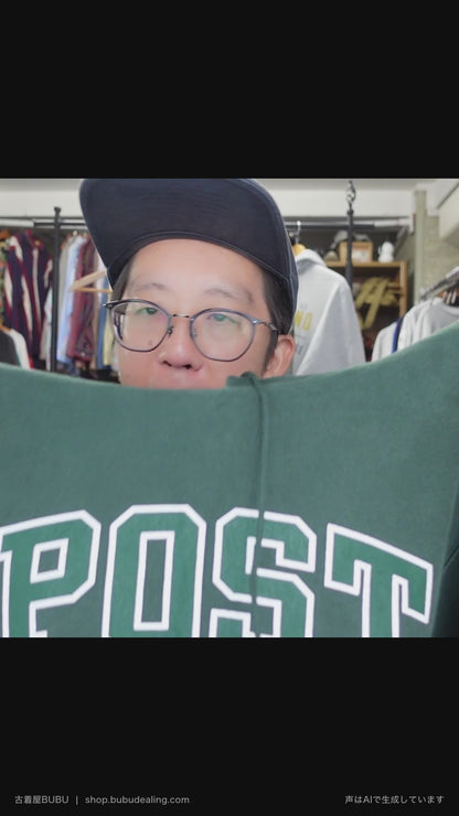 00's Champion プレミアムリバースウィーブ POST UNIVERSITY グリーン パーカー L 紹介ショート動画（AIナレーション）