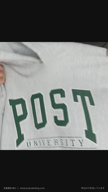 00's Champion プレミアムリバースウィーブ POST UNIVERSITY 両面プリント グレー パーカー XL 紹介ショート動画（AIナレーション）