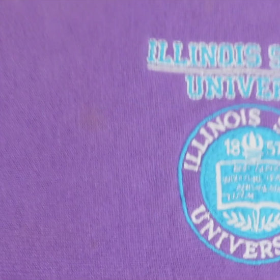90's Champion リバースウィーブ ILLINOIS STATE UNIVERSITY 校章刺繍 パープル L 紹介ショート動画（AIナレーション）